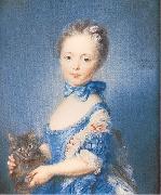 PERRONNEAU, Jean-Baptiste A Girl with a Kitten Spain oil painting artist